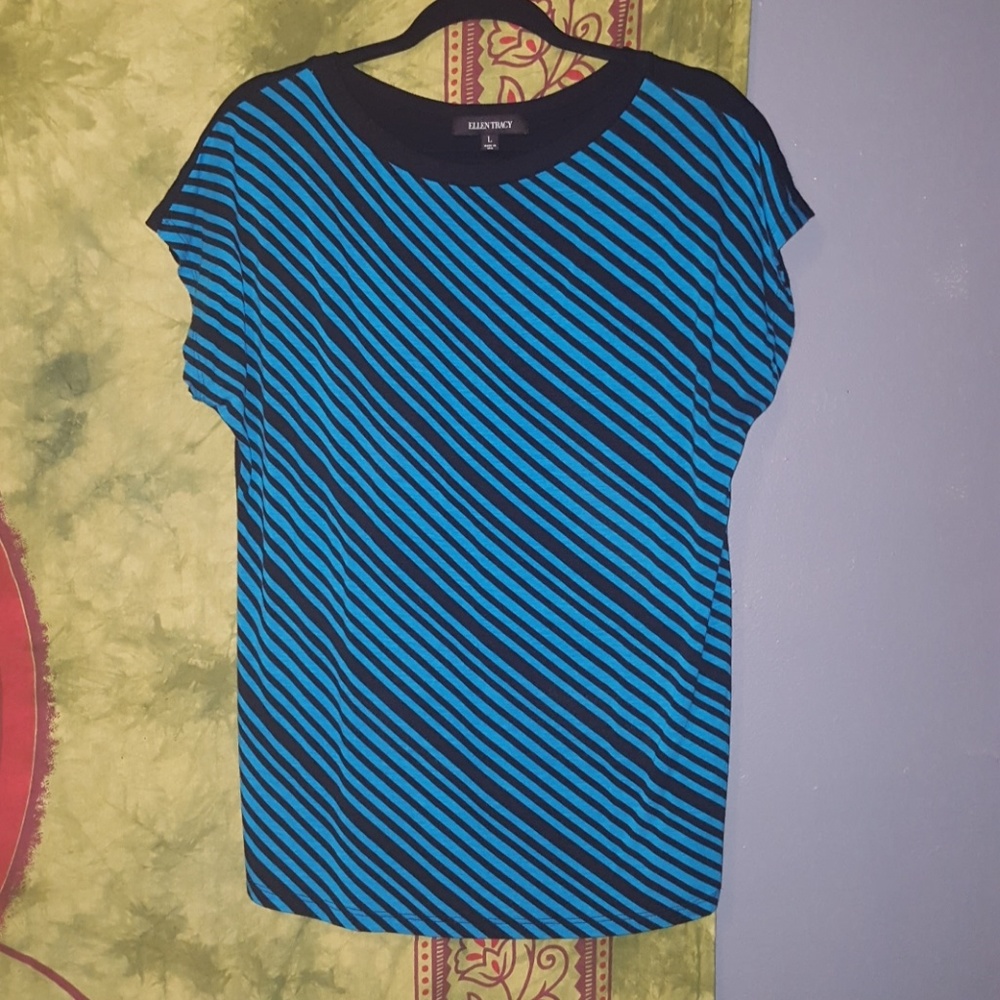 Ellen Tracy electric blue striped blouse